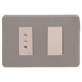 Placa armada toma corriente + interruptor 9/12 Orión bronce Schneider