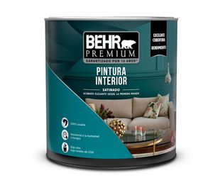 Esmalte al agua 1/4 galón Premium blanco satín Behr