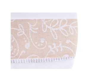 Set baño 3 piezas lino estampado blanco y beige Cotidiana