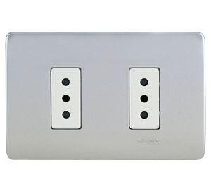 Placa armada tomacorriente doble 10A 2P+T Génesis lien Schneider
