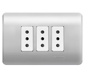 Placa armada tomacorriente 10A 2P+T Génesis lien Schneider