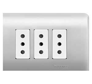 Placa armada tomacorriente 10A 2P+T Génesis lien Schneider