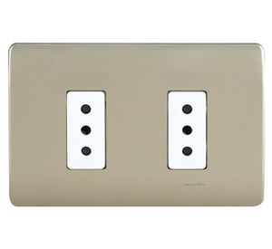 Placa armada tomacorriente doble 10A 2P+T Génesis millan Schneider