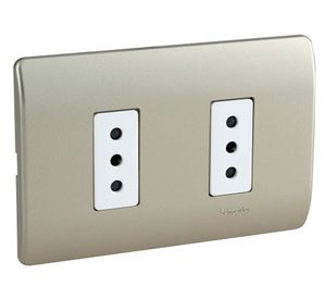 Placa armada tomacorriente doble 10A 2P+T Génesis millan Schneider