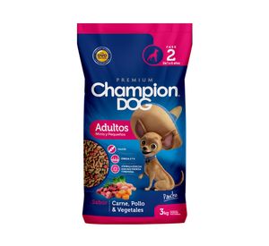 Alimento perro 3 kg raza pequeña carne, pollo y vegetales Champion Dog