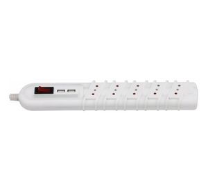Alargador 5 posiciones 3 m 2 USB blanco Rittig