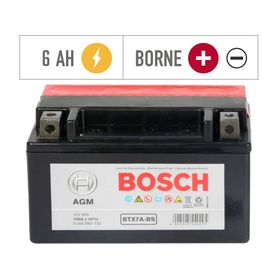 Batería moto 6AH 100CCA izquierdo BTX7A-BS Bosch