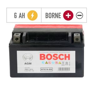 Batería moto 6AH 100CCA izquierdo BTX7A-BS Bosch