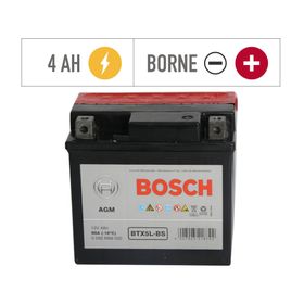 Batería moto 4AH 90CCA derecho BTX5L-BS Bosch