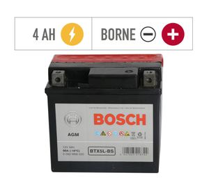 Batería moto 4AH 90CCA derecho BTX5L-BS Bosch