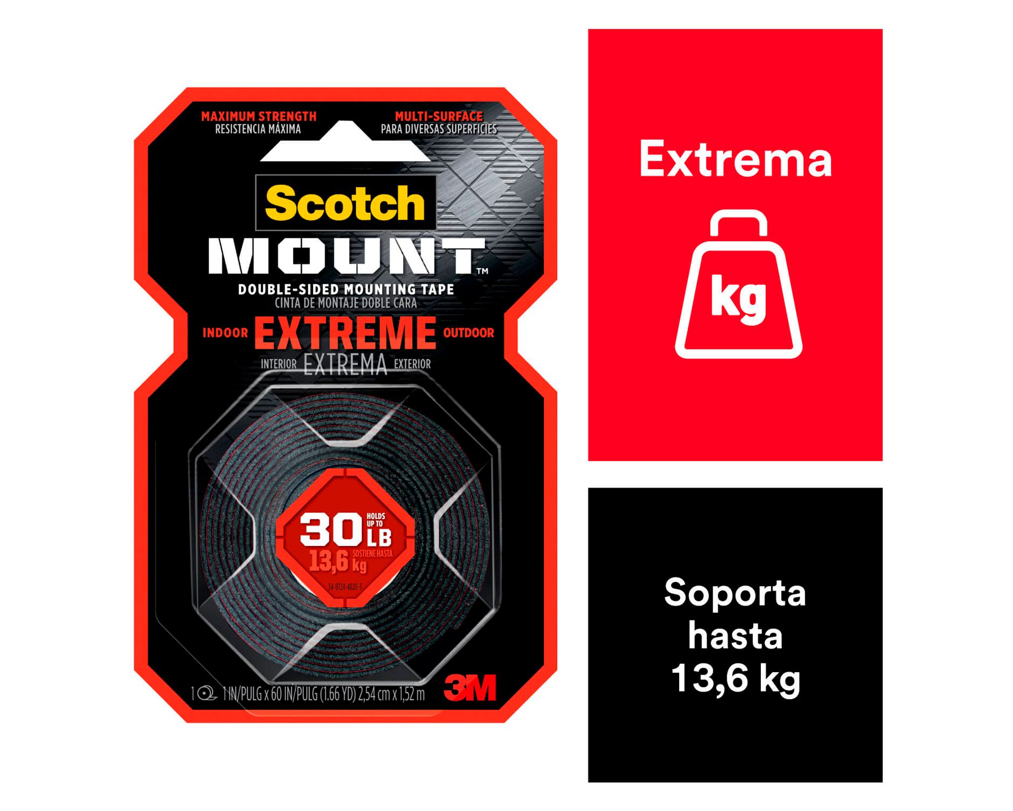 Cinta de Montaje Doble Faz Extrema 2.54cm x 1.52m Scotch