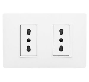 Placa armada tomacorriente doble 10/16A 2P+T Luzica blanco Bticino