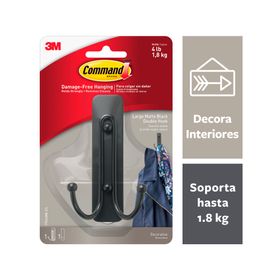 Gancho doble Grande negro opaco Command