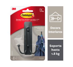 Gancho doble Grande negro opaco Command