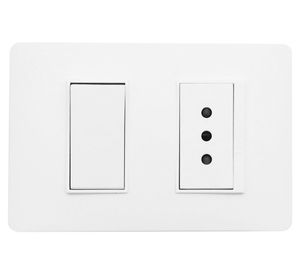 Placa armada interruptor 10A 9/12 + tomacorriente 2P+T Bticino