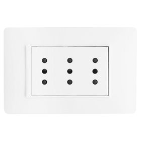 Placa armada tomacorriente triple 10A 2P+T Luzica blanco Bticino