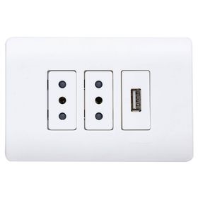 Placa armada toma corriente 2M enchufe + 1M USB Génesis Schneider