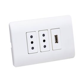 Placa armada toma corriente 2M enchufe + 1M USB Génesis Schneider