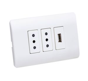 Placa armada toma corriente 2M enchufe + 1M USB Génesis Schneider