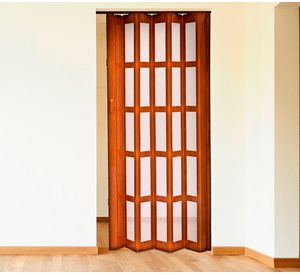 Puerta Plegable PVC 70x200 cm Café claro con ventana Baldara
