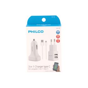 Cargador 3 en 1 tipo C blanco Philco