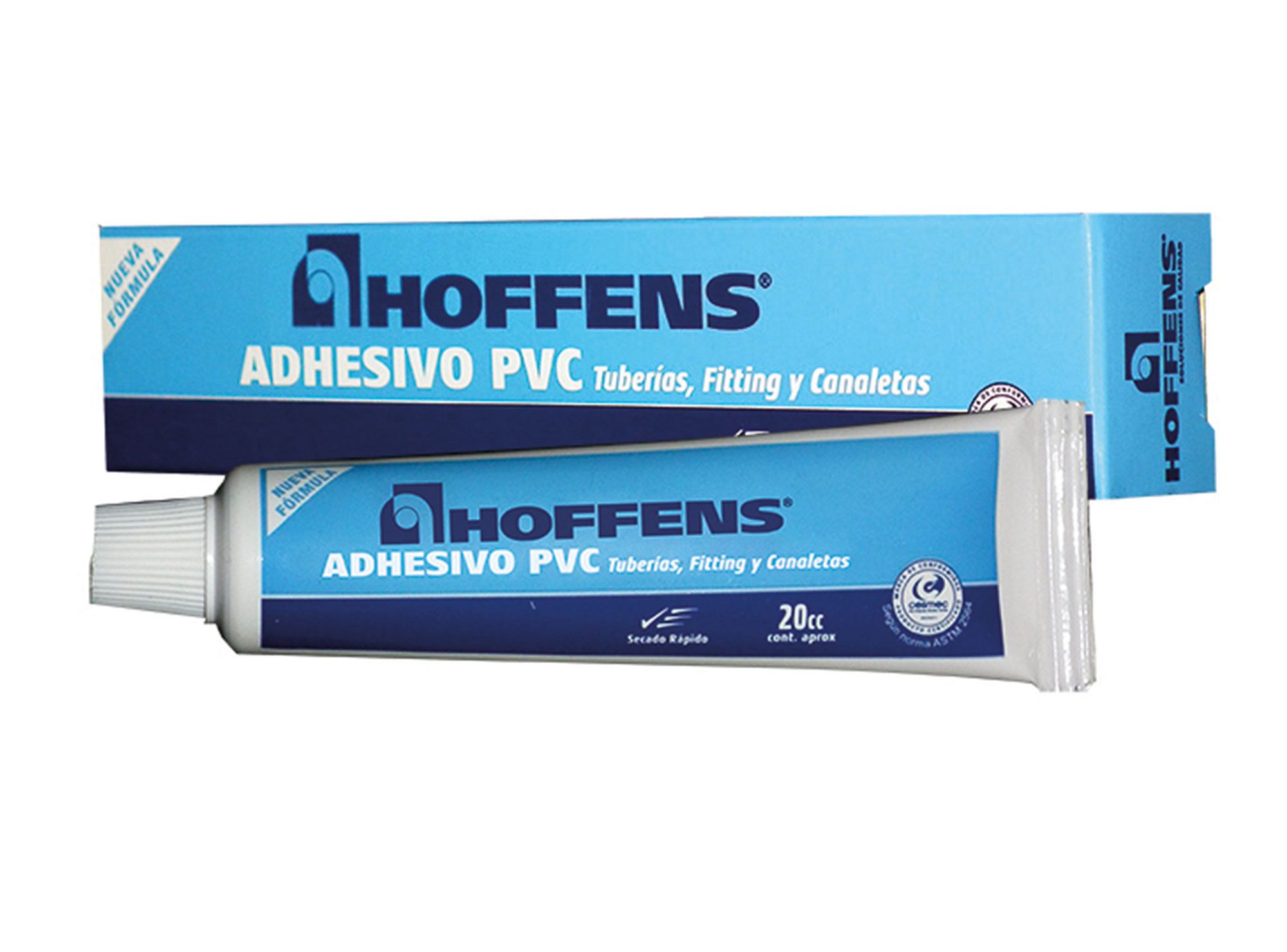 Adhesivo PVC pomo 20 cc secado rápido Hoffens