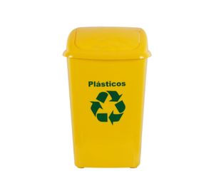 Basurero 30 litros reciclaje plástico amarillo Innovaplast
