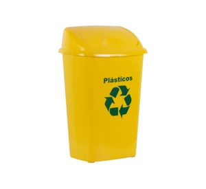 Basurero 30 litros reciclaje plástico amarillo Innovaplast