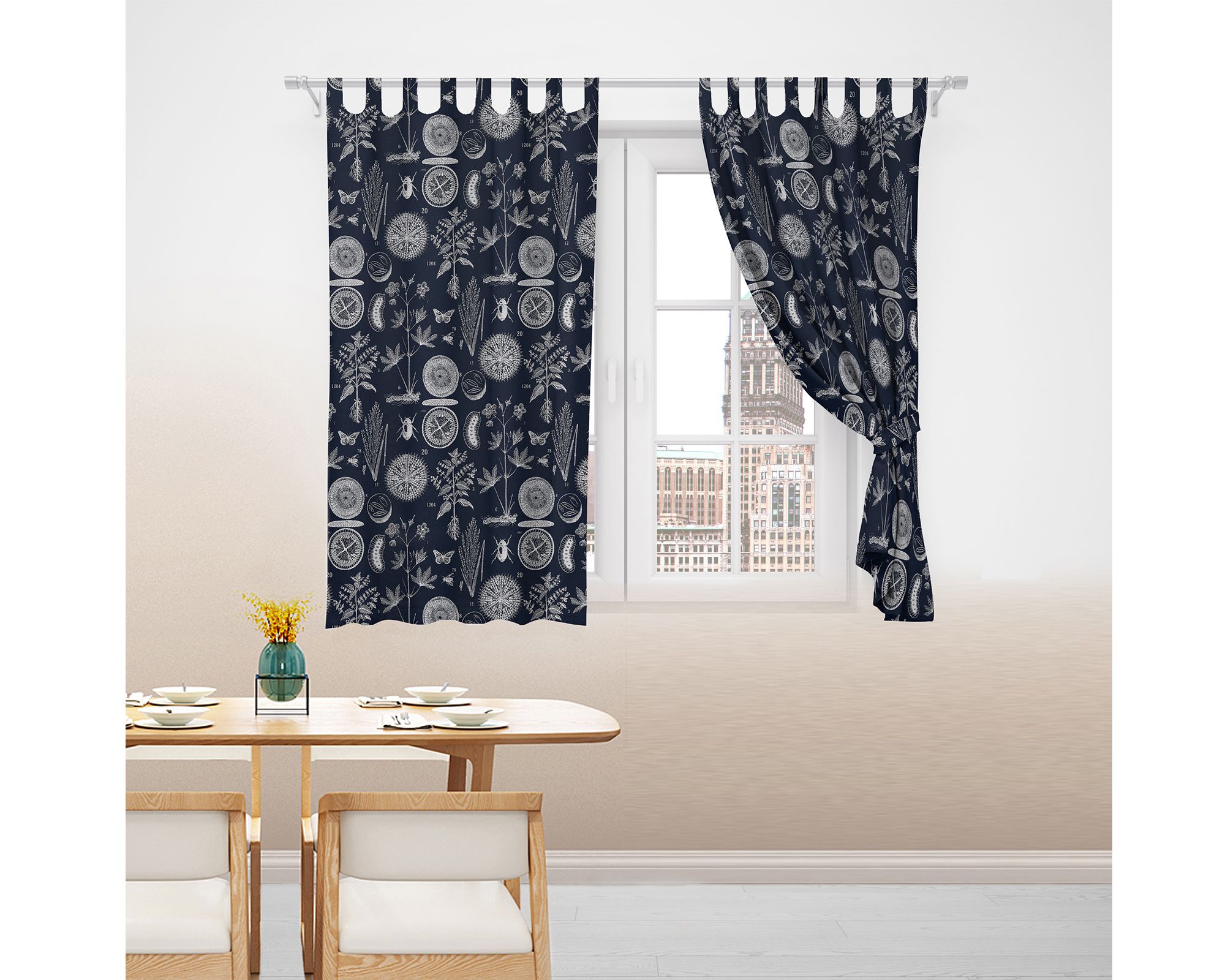 Cortina cocina 140x150 cm Print azul a $6.990