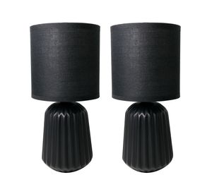 Lámpara sobremesa 1L E27 2 unidades negro Abitare