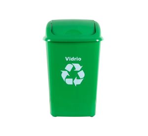 Basurero 30 litros reciclaje vidrio verde Innovaplast