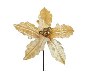 Flor navide帽a 25 cm Ponsettia gold