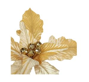 Flor navide帽a 25 cm Ponsettia gold