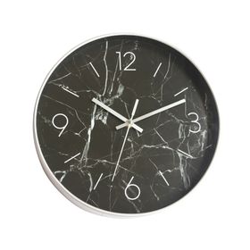 Reloj 30 cm pared negro/plateado Ronda