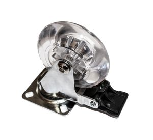 Rueda 75 mm placa con freno transparente Gevemac