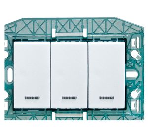 Placa semiarmada interruptor triple 16A 9/32 blanco Kalop