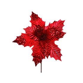 Flor navideña 33 cm Ponsettia mixta rojo