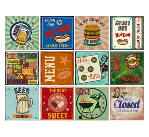 Vinilo adhesivo 15x15 cm Vintage Food 12 unidades