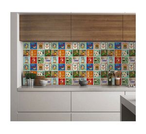 Vinilo adhesivo 15x15 cm Vintage Food 12 unidades