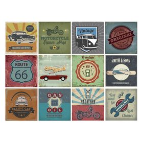 Vinilo adhesivo 15x15 cm Motors 12 unidades