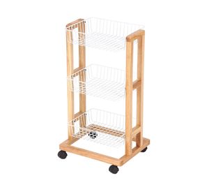 Carro 3 canastos natural/blanco Cotidiana