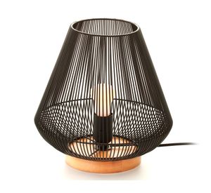 Lámpara sobremesa 1L E27 Senegal negro/natural Abitare