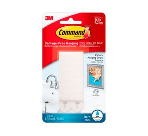 Tiras para colgar cuadros impermeable Grande 4 pares Command