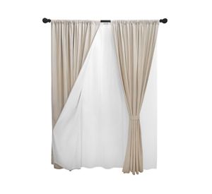 Set cortina blackout + abrazadera ecru Cotidiana