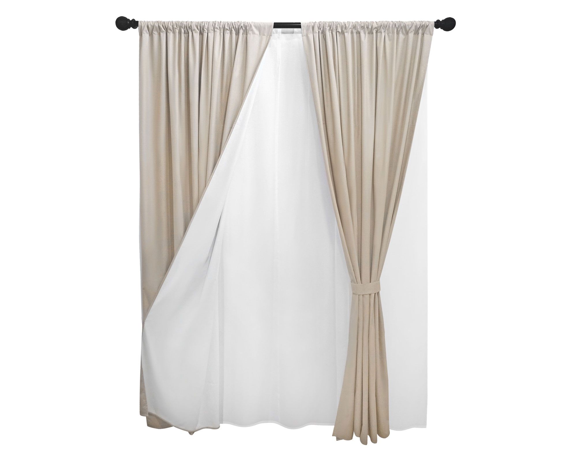 M+Design Set cortina blackout + abrazadera ecru
