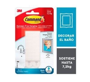 Tiras para colgar cuadros impermeable Grande 4 pares Command
