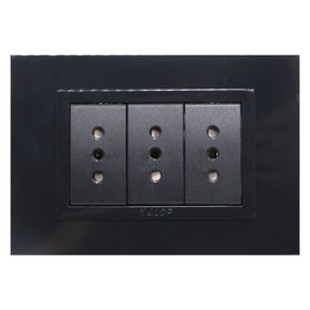 Placa armada tomacorriente triple 10/15A Zen basic negro Kalop