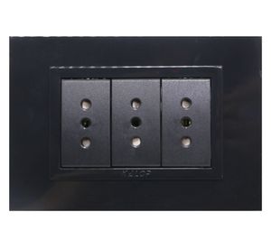 Placa armada tomacorriente triple 10/15A Zen basic negro Kalop