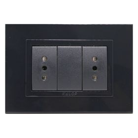 Placa armada tomacorriente doble 10/15A Zen basic negro Kalop