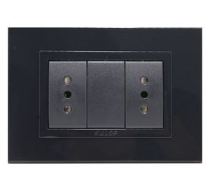 Placa armada tomacorriente doble 10/15A Zen basic negro Kalop